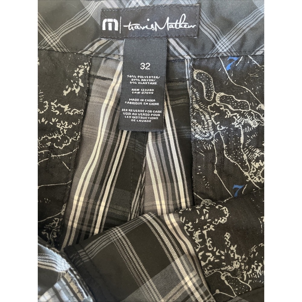 Travis Mathew Shorts Black Gray Plaid Performance Golf Stretch Mens 32 x 10‎ - Picture 6 of 7